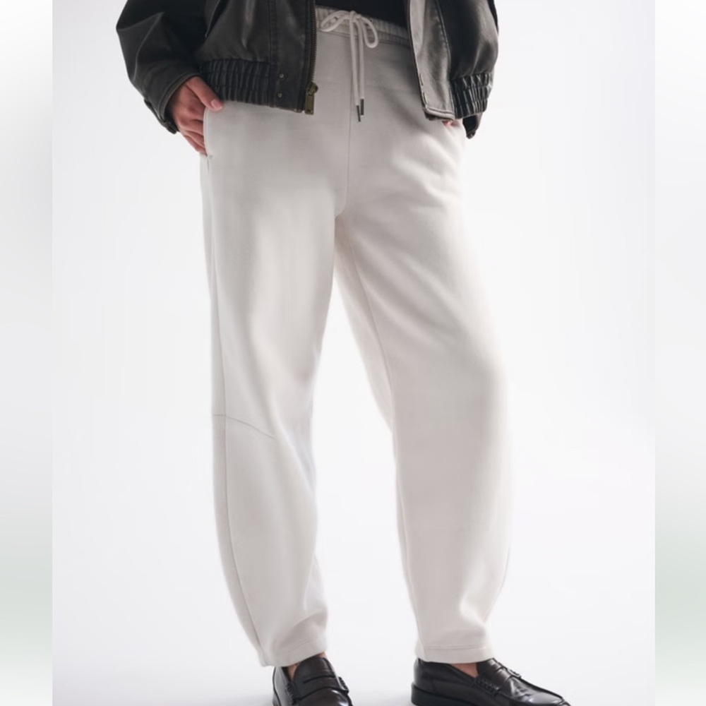 Abercrombie & Fitch High Rise Sunday Barrel  Tan Drawstring Waist Sweatpants, L - Picture 8 of 12